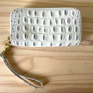 Brahmin Zoe double zip wallet in stonewashed